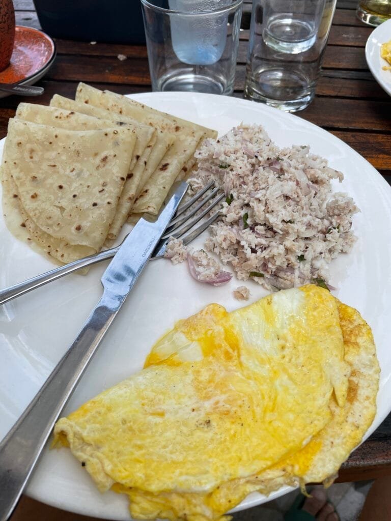 A typical local breakfast in the maldives.