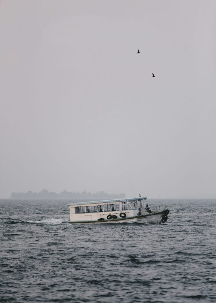 A local ferry driving on the sea