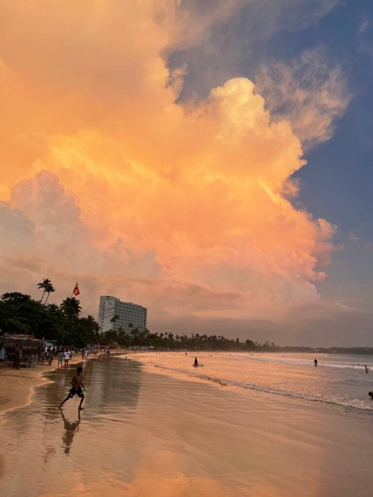 Beach during sunset in Weligama, Sri Lanka