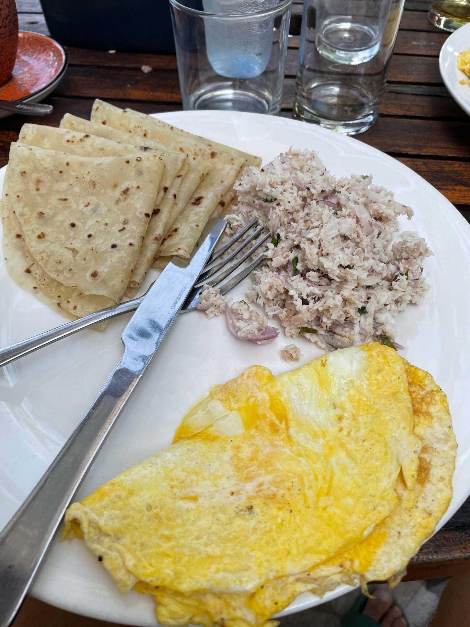 A typical local breakfast in the maldives.